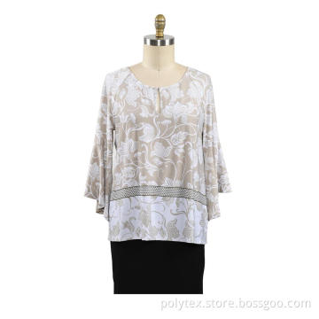 printing casual T-shirt Bell Sleeve